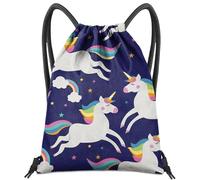 BHAHB Mochila con cordón para bolsa de cuerda, impermeable, bonita para deportes, playa, natación, viajes (13 x 17 pulgadas), Z26-unicornio azul, Talla única, A