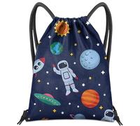 BHAHB Mochila con cordón para bolsa de cuerda, impermeable, bonita para deportes, playa, natación, viajes (13 x 17 pulgadas), Z31-astronauta, Talla única, A