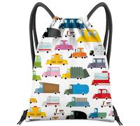 BHAHB Mochila con cordón para bolsa de cuerda, impermeable, bonita para deportes, playa, natación, viajes (13 x 17 pulgadas), Z41-white Car, Talla única, A