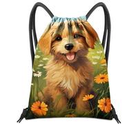 BHAHB Mochila con cordón para bolsa de cuerda, impermeable, bonita para deportes, playa, natación, viajes (13 x 17 pulgadas), Z33-dog, Talla única, A