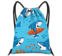 BHAHB Mochila con cordón para bolsa de cuerda, impermeable, bonita para deportes, playa, natación, viajes (13 x 17 pulgadas), Z42-tiburón, Talla única, A