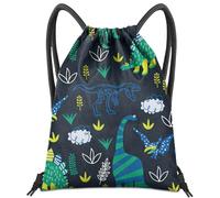 BHAHB Mochila con cordón para bolsa de cuerda, impermeable, bonita para deportes, playa, natación, viajes (13 x 17 pulgadas), Z34-dinosaurio verde, Talla única, A