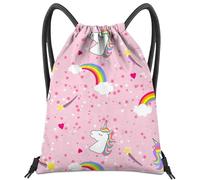 BHAHB Mochila con cordón para bolsa de cuerda, impermeable, bonita para deportes, playa, natación, viajes (13 x 17 pulgadas), Z25-unicornio rosa, Talla única, A