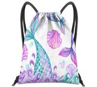 BHAHB Mochila con cordón para bolsa de cuerda, impermeable, bonita para deportes, playa, natación, viajes (13 x 17 pulgadas), Z39-cola de pez, Talla única, A