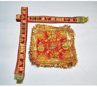 Bhakti2Shakti-Making Worship Special - Navratri Fancy Mata Chunri - 25 x 25 cm (6 piezas) y Jai Mata Di Velvet Patti - 90 cm de largo (6 piezas) | Kanya Poojan Chunri | Fancy Jai Mata Di Diadema