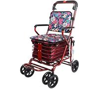 BHANAY Andador con Andador Movilidad para Caminar para Adultos Mayores Carrito de Compras Plegable, Andadores con Andador de Cuatro Ruedas Carrito Ligero Ajustable en Altura