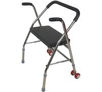 BHANAY Andador con Ruedas Andador, Andador Plegable con polea de Asiento Taburete de bastón de Cuatro Patas Vintage Andador Silla de Ruedas Anhelo