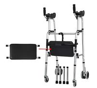 BHANAY Andador con Ruedas con Asiento y Ruedas, Altura Ajustable, Andador con Ruedas Plegable, Andador Vertical de pie para Adultos Mayores (Color: con 4 Ruedas) Hola