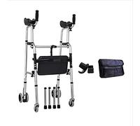 BHANAY Andador con Ruedas liviano, Andador Plegable, Andador Multifuncional, Peso de rodamiento Ajustable en 8 Alturas, Ayuda para Caminar de pie de 100 kg con 4 Ruedas