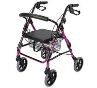 BHANAY Andador con Ruedas para Trabajo Pesado, Color Morado, con Asiento y Frenos, Andador Plegable para Personas Mayores con Ruedas y Respaldo de 8 Pulgadas, Andador Todo Terreno Hola