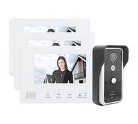 BHDK Videoportero con Cable, 3 Monitores, Sistema de 2 Cables, Sistema de Intercomunicación con Video Tft LCD de 7 Pulgadas para Casa de Villa, Apartamento de Oficina para Videovigilancia en el