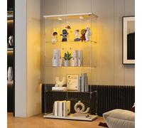 BHFFTHK vitrina de cristal 4 estantes, 7 colores RGB y cerradura, vitrina para colección moderna de cristal, 164 x 80,5 x 36,5 cm, transparente armadura de cristal de pie para libros, modelos,