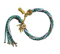 BHFYOB Pulsera tibetana tejida a mano para la suerte para mujer con coloridos patrones de reencarnación y diseños únicos