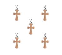 BHFZIAP Collar de cruz de madera de olivo, collar de oración de moda para el día de San Valentín, 4cmx2.5cm, Poliéster