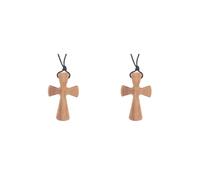 BHFZIAP Collar de cruz de madera de olivo, collar de oración de moda para el día de San Valentín, 4cmx2.5cm, Poliéster