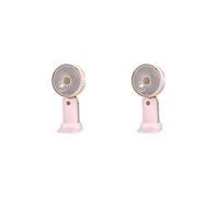 BHFZIAP Juego de 2 mini ventiladores de mano USB para senderismo, ventilador de mesa para senderismo, oficina en casa, viajes, rosa, 15,5 x 5,6 cm