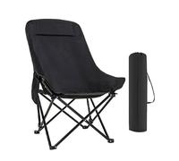 BHGLUZGBY Silla Camping Plegable Portátil con Bolsa Almacenamiento Capacidad Peso 150kg Ideal para Acampar Césped Observar Estrellas-Black