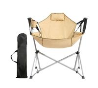 BHGLUZGBY Silla Camping Portátil Exteriores Hamaca Mecedora Respaldo Ajustable para Jardín Patio Soporta hasta 140kg-Beige