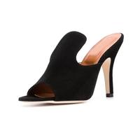 BHGLUZGBY Tacones Altos High Heels Mujer Mulas Puntiagudas Peep Toe Slip On Backless Pump Sandalias Vestido Noche Fiesta Zapatos Baile 9cm-Black||36