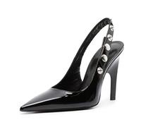 BHGLUZGBY Tacones Altos High Heels Mujer Slingback Toe Puntiagudo Stiletto Pumps Sandalias Cordones Fiesta Zapatos Vestir Graduación 7cm-Black||41