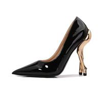 BHGLUZGBY Tacones Altos High Heels Mujeres Dedo Pie Puntiagudo Charol Bombas Deslizamiento Fiesta Noche Zapatos Vestir 11cm-Black||40