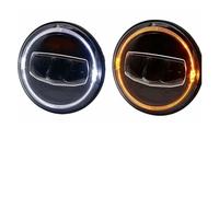 BHGMGEBLV Conjunto de faro delantero Para Jeep Para Wrangler JK TJ CJ LJ Faro Coche Motocicleta 7 Pulgadas Led DRL Halo Ámbar Luz De Giro Faros Delanteros Izquierdo(2PCS)