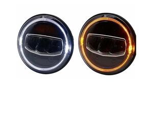 BHGMGEBLV Conjunto de faro delantero Para Jeep Para Wrangler JK TJ CJ LJ Faro Coche Motocicleta 7 Pulgadas Led DRL Halo Ámbar Luz De Giro Faros Delanteros Izquierdo(2PCS)