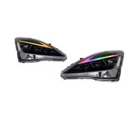 BHGMGEBLV Conjunto De Faros Delanteros Lado Del Conductor Para Lexus IS250 IS350 ISF 2006 2007 2008 2009 2010 2011-2013 Faros Delanteros LED RGB Con Luces Diurnas DRL(RHD - 1 Pair Clear Black)