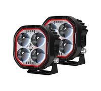 BHGMGEBLV Luces Adicionales Moto 2 Uds DRL Luces De Trabajo Conducción Faros Led Para Motocicleta Foco Intermitente Lámpara Antiniebla Impermeable(Red)