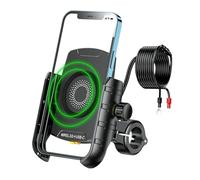 BHGMGEBLV Porta Teléfono Bicicleta Soporte para Teléfono Motocicleta Cargador Inalámbrico,Espejo Retrovisor Soporte para Móvil Carga Inalámbrica Rápida por USB Soporte Móvil Moto
