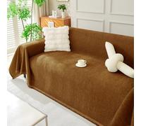 BHGRTSQ Manta para sofá nórdica de Chenilla en Color Liso, Antideslizante y Resistente a los arañazos de los Gatos. Funda Protectora para sofá en Forma de L con borlas. (Size:180x180cm,Color:Marrón)