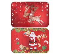 BHGT 2pcs Felpudo Entrada Casa 60 x 40cm Alfombra Navidad Antideslizante Decoración Hogar Sala de Estar Cocina Dormitorio Adorno Navideño