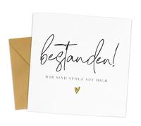 BHGT Tarjeta de Felicitación en Alemán con Sobre - bestanden! Wir Sind Stolz Auf Dich