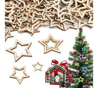 BHGWR Estrella de madera decorativa para manualidades, juego de 3 unidades, pequeñas estrellas de madera para colgar, estrellas de madera, decoración para Navidad, corona de Adviento, decoración de