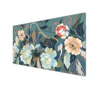 BHHB Alfombrilla de ratón XXL 800 x 450 mm, Tapete Escritorio con Bordes Cosidos, Extendida Mouse Pad, Tapete de Escritura Estera Mejora La Precisión Y La Velocidad, Base Antideslizante-Flores