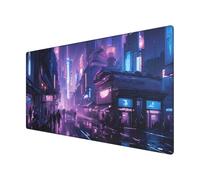 BHHB Alfombrilla de ratón XXL para Juegos de Velocidad, 800 x 450 mm Tapete Escritorio, Impermeable Antideslizante Mouse Pad, Alfombrilla Ratón Gaming para Gamer-Calles de neón