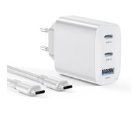 BHHB Cargador USB C 40W 3-Puertos Enchufe Cargador USBC Tipo c Carga Rapida Carregador Multiple Rapido for iPhone 17 16 15 14 13 12 11 Pro MAX XR XS 8 7, iPad, Samsung, Tablet