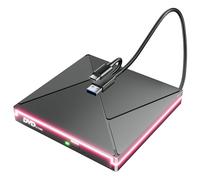 BHHB External CD Drive for Mac with RGB, DVD Player for Laptop, USB 3.0 USB C CD Burner External Disk Drive, DVD Reader Writer ROM Drive Compatible with Laptop Desktop Mac,Windows 11/10/8/7 Linux