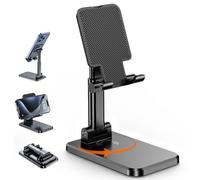 BHHB Soporte Móvil Mesa Soporte Móvil Mesa Plegable Y Ajustable Soporte Universal para iPhone 15 14 13 12 11 Pro XS XR X 8, Huawei, Galaxy, Alle Smartphones (Negro)