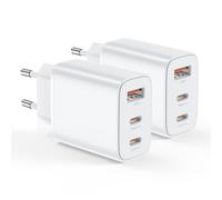 2 Pack Cargador USB C 30W 3-Puertos Enchufe Cargador USBC Tipo c Carga Rapida Carregador Multiple Rapido for iPhone 16 15 14 13 12 11 Pro MAX XR XS 8 7, iPad, Samsung