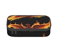 BHHJKK Caja de lápices con estampado de flores con cremallera, organizador de lápices de dibujo vacío, hermosas cajas portátiles de gran capacidad para oficina, Patrón de fuego de baño Phoenix, Talla