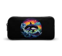 BHHJKK Colorido estuche grande con diseño de ballena mística, bolsa organizadora de bolígrafos con cremallera, bolsa de maquillaje para mujeres y hombres, Como se muestra en la imagen, Talla única,