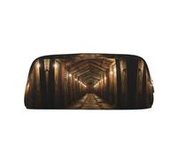 BHHJKK Estuche de cuero con cremallera para lápices de alta capacidad, estampado de minas de sal, organizador de almacenamiento de oficina, Gold, Talla única, Estuches