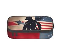 BHHJKK Estuche de gran capacidad con compartimento de soldados militares de Estados Unidos, diseño patriótico del Día de los Caídos, bolsa de almacenamiento para suministros de oficina, Como se