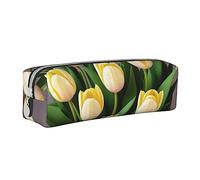 BHHJKK Estuche de piel sintética con estampado de copo de nieve de Navidad, bonito estuche pequeño para lápices, bolsa de almacenamiento con cremallera, Blanco, amarillo, Talla única, Estuches