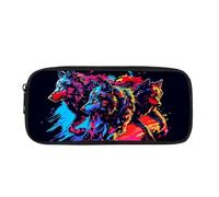 BHHJKK Estuche para lápices 3D con estampado de lobo malo, gran capacidad y ligero, para niños, adolescentes, bolsa de maquillaje, Lobo de fuego 3D, Talla única, Estuches