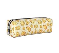 BHHJKK Estuche para lápices con patrón de queso amarillo con cremallera, bolsa de cuero para lápices, organizador de cosméticos, bolsa de almacenamiento, Como se muestra en la imagen, Talla única,