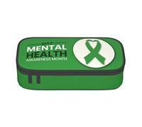 BHHJKK Estuche para lápices con texto en inglés "I Wear Green for Mental Health Awareness Month Awareness Month", estuche de gran capacidad, bonito estuche de papelería para mujeres, hombres y