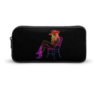 BHHJKK Estuche para lápices de neón con diseño de vaquera y dama, bolsa de almacenamiento portátil de alta capacidad, Como se muestra en la imagen, Talla única, Estuches