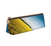 BHHJKK Estuche pequeño con estampado de lobos para lápices, de piel sintética, bolsa de almacenamiento con cremallera, Patrón de campo de trigo, Talla única, Estuches